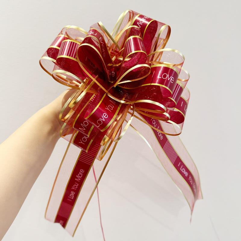 Esküvői autódekoráció – kézi girland a visszapillantó tükörhöz és az ajtókilincsekhez (Anyag: Snow gauze; Csomagolás: OPP zacskó; Esküvőre; Egyéb esküvői kellékek)