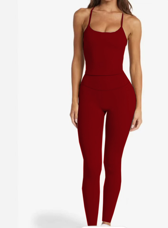 Σετ γιόγκα για γυναίκες, τοπ χωρίς μανίκια με μαξιλαράκια στήθους, ύφασμα νάιλον-ελαστάν, 3/4 σορτς