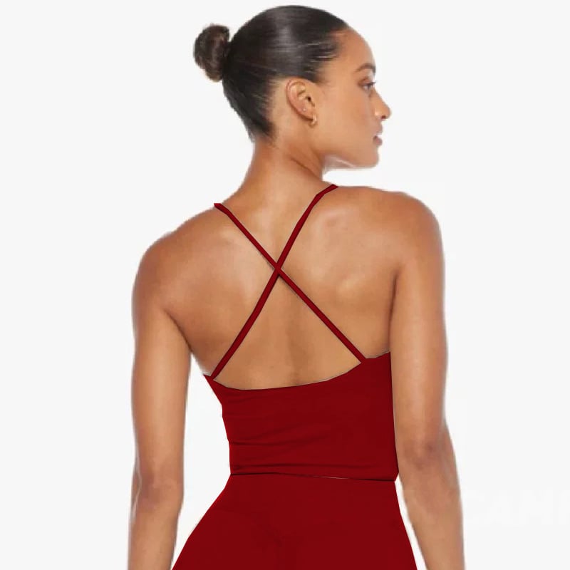 Σετ γιόγκα για γυναίκες, τοπ χωρίς μανίκια με μαξιλαράκια στήθους, ύφασμα νάιλον-ελαστάν, 3/4 σορτς