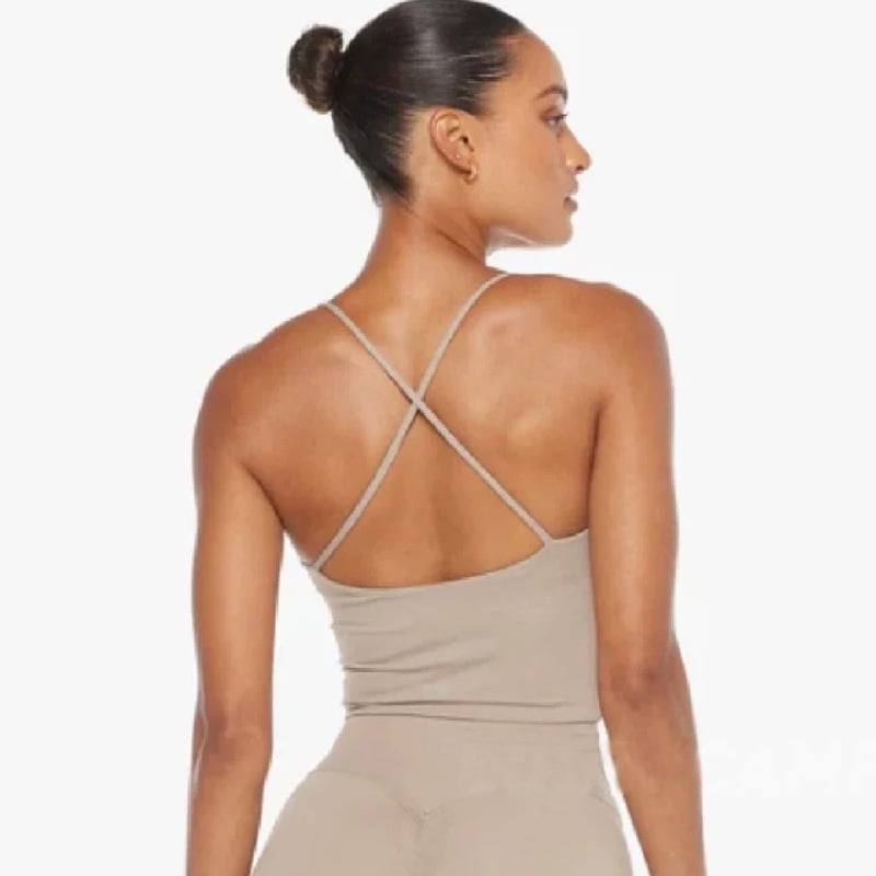 Σετ γιόγκα για γυναίκες, τοπ χωρίς μανίκια με μαξιλαράκια στήθους, ύφασμα νάιλον-ελαστάν, 3/4 σορτς