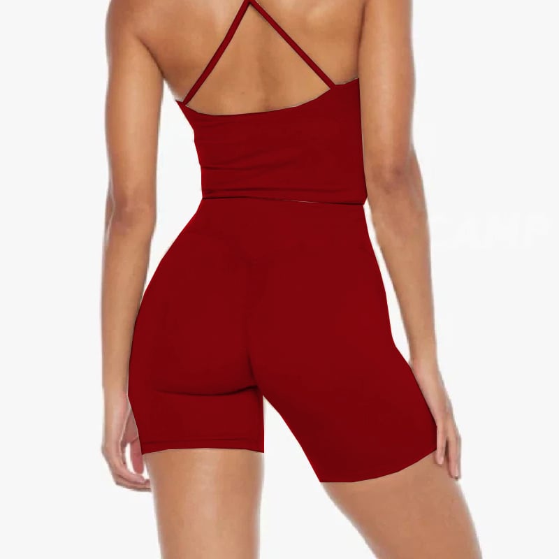 Σετ γιόγκα για γυναίκες, τοπ χωρίς μανίκια με μαξιλαράκια στήθους, ύφασμα νάιλον-ελαστάν, 3/4 σορτς