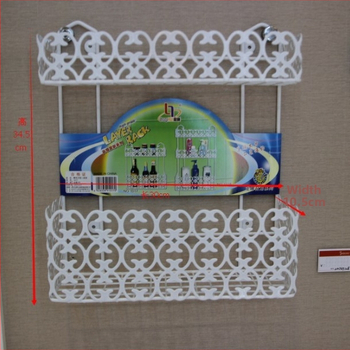 Fără găuri: Raft triunghiular pentru baie, montat în colț, din fier forjat, cu mai multe niveluri