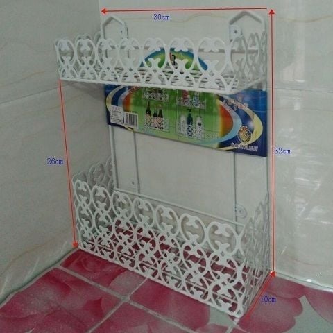 Fără găuri: Raft triunghiular pentru baie, montat în colț, din fier forjat, cu mai multe niveluri