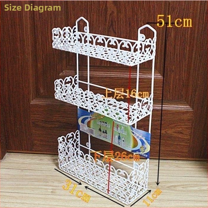 Fără găuri: Raft triunghiular pentru baie, montat în colț, din fier forjat, cu mai multe niveluri