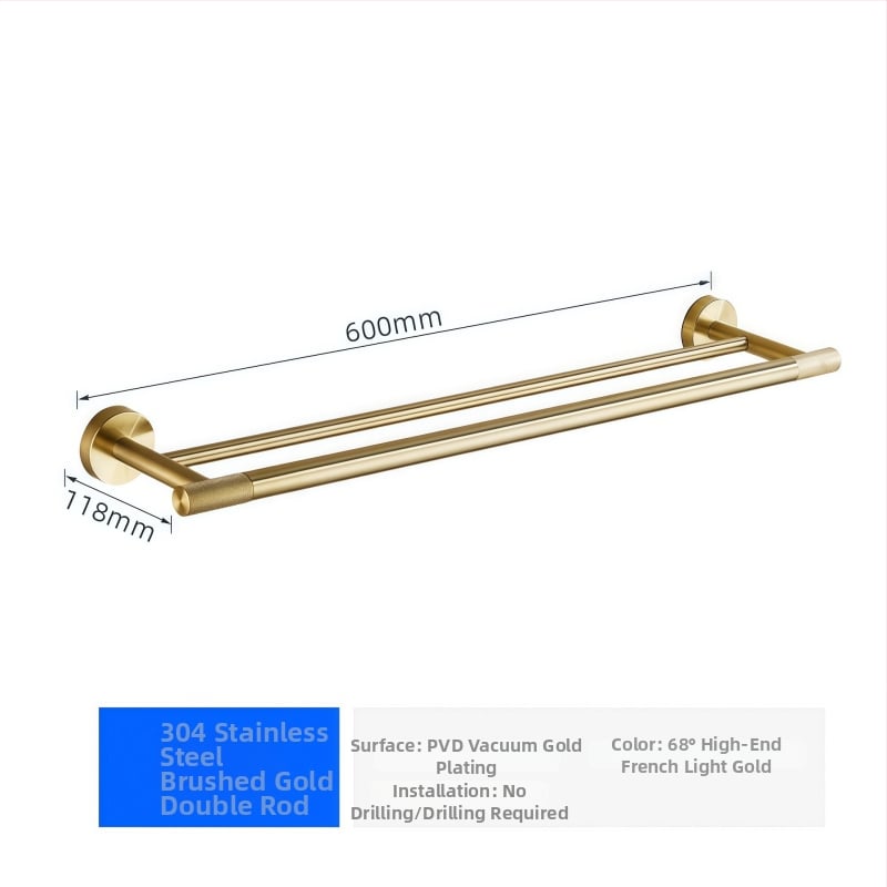 Suport de prosoape pe perete, 2 etaje, din oțel inoxidabil 304, montaj perforat, încărcare 10 kg