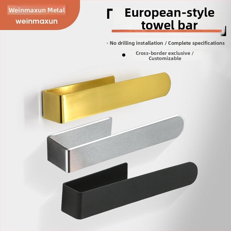 Oțel inoxidabil 304 — suport european pentru prosoape, montaj cu adeziv, fără găuri, sarcină de 5 kg