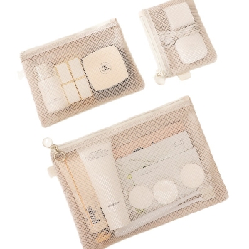 Geantă cosmetică, model Lines double zipper storage bag, pânză Oxford, multifuncțională, pentru călătorii