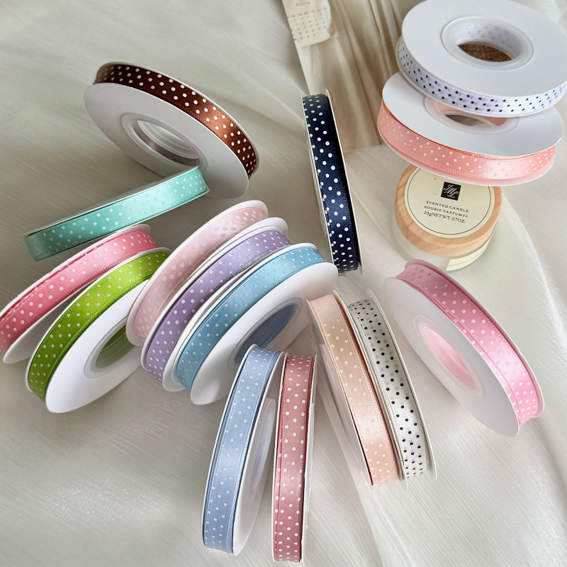 Poliészter pöttyös szalag hajdíszekhez és ajándékcsomagoláshoz – DIY dekoratív szalag