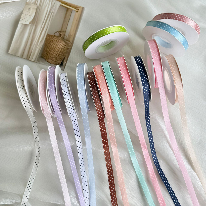 Poliészter pöttyös szalag hajdíszekhez és ajándékcsomagoláshoz – DIY dekoratív szalag