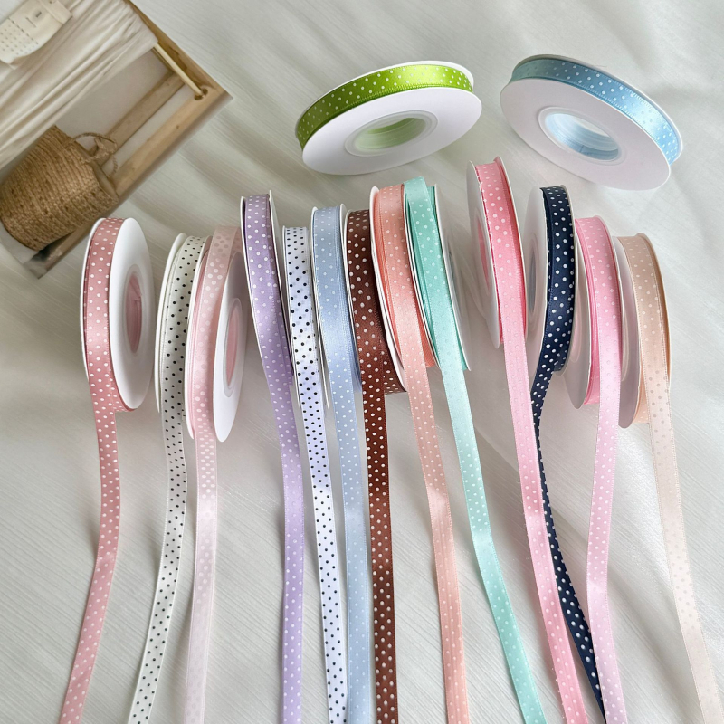 Poliészter pöttyös szalag hajdíszekhez és ajándékcsomagoláshoz – DIY dekoratív szalag