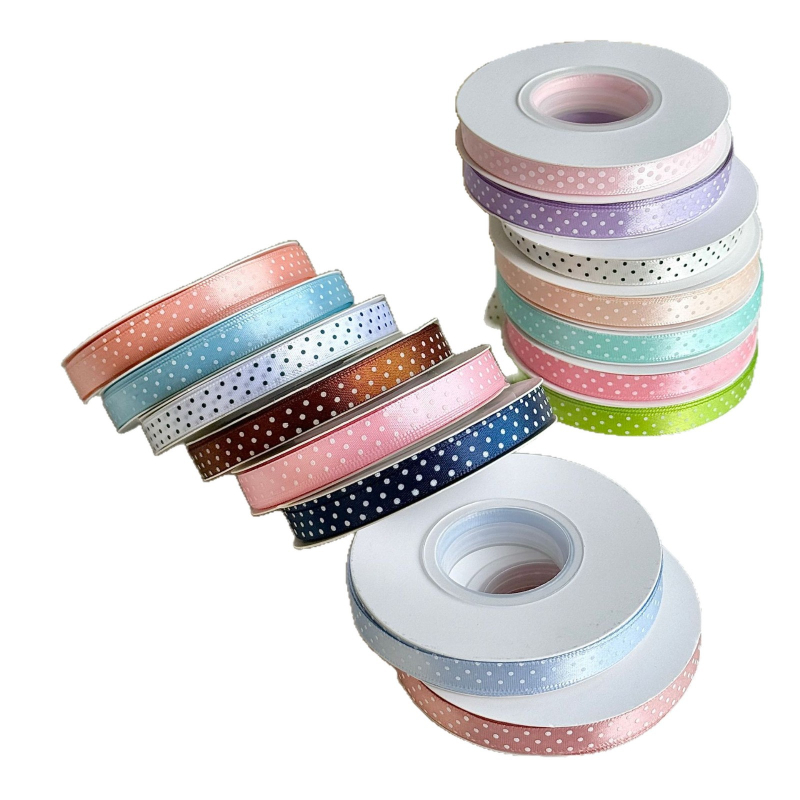 Poliészter pöttyös szalag hajdíszekhez és ajándékcsomagoláshoz – DIY dekoratív szalag