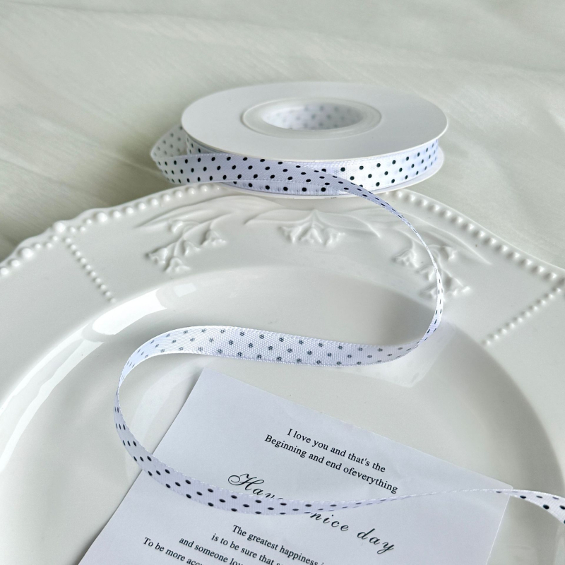 Poliészter pöttyös szalag hajdíszekhez és ajándékcsomagoláshoz – DIY dekoratív szalag