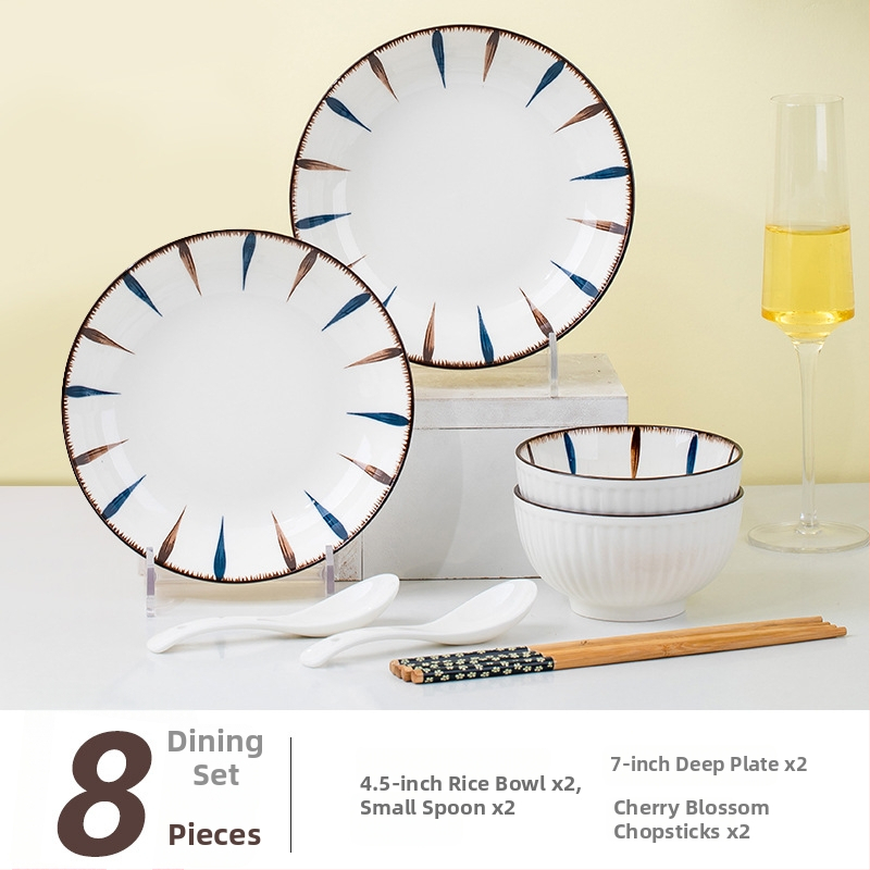 Porcelánová jedálenská súprava s prúžkami, pod glazúrou, kruhový tvar, vhodná do mikrovlnky