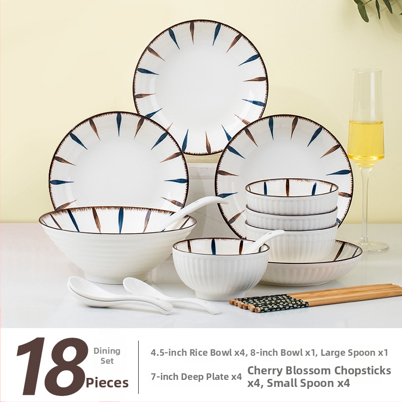 Porcelánová jedálenská súprava s prúžkami, pod glazúrou, kruhový tvar, vhodná do mikrovlnky