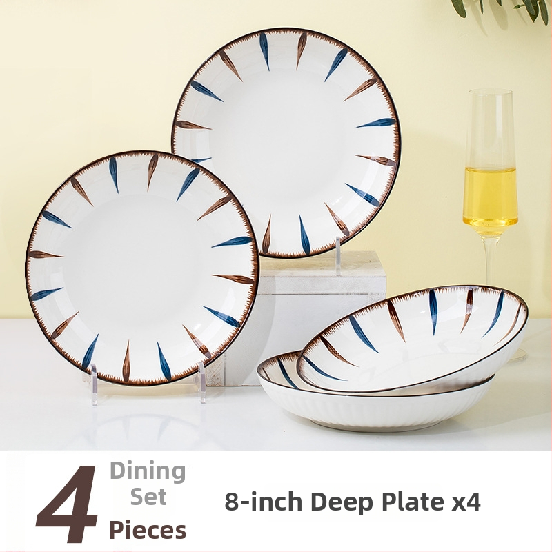 Porcelánová jedálenská súprava s prúžkami, pod glazúrou, kruhový tvar, vhodná do mikrovlnky