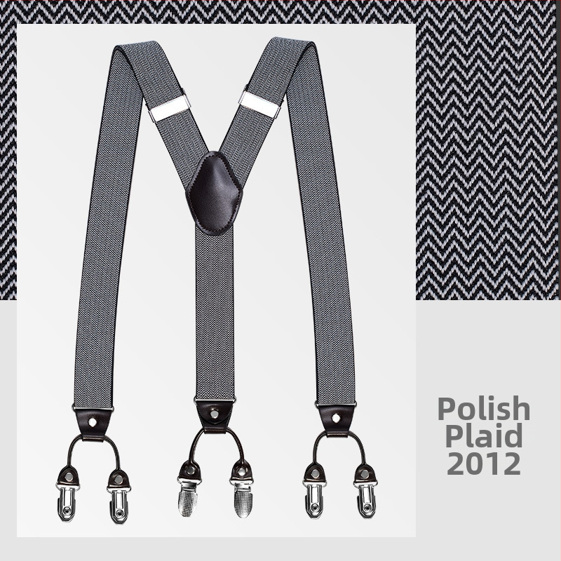 kaidvll Bretele tip Y pentru bărbați, cu 6 clipsuri, lungime reglabilă, bretele încrucișate, elastice puternice