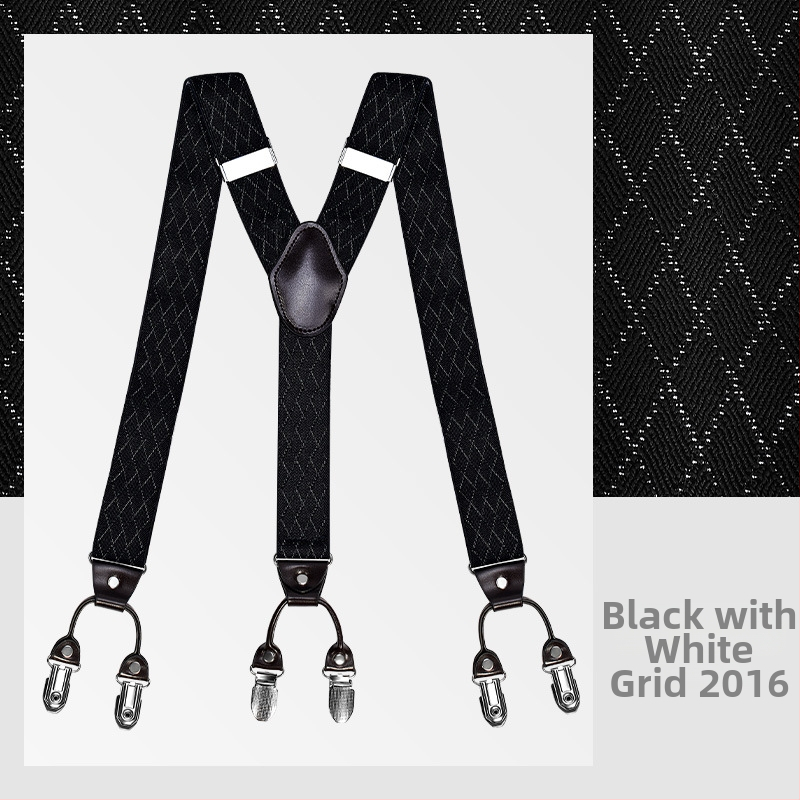 kaidvll Bretele tip Y pentru bărbați, cu 6 clipsuri, lungime reglabilă, bretele încrucișate, elastice puternice