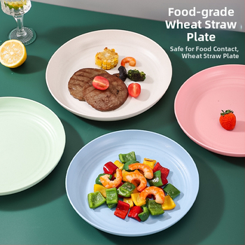 Nordic кръгли чинии от пшенична слама - комплект за дома, модерен стил и едноцветен дизайн; кръгли чинии с възможност за печат на лого и персонализация; неподходящи за микровълнова фурна.