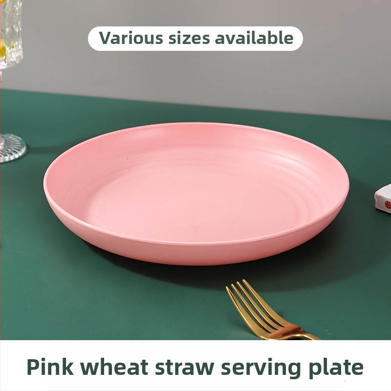 Nordic кръгли чинии от пшенична слама - комплект за дома, модерен стил и едноцветен дизайн; кръгли чинии с възможност за печат на лого и персонализация; неподходящи за микровълнова фурна.