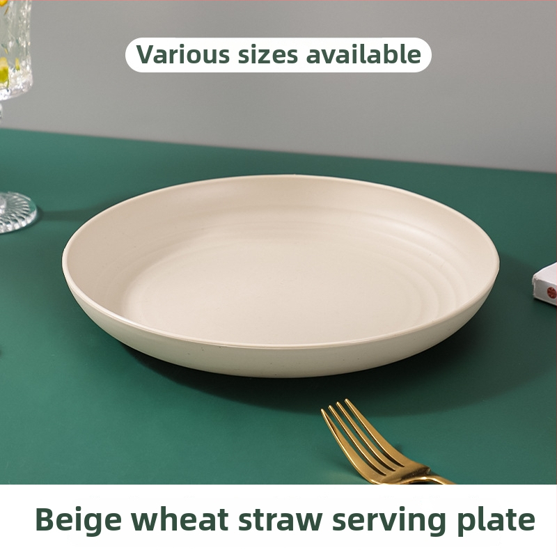 Nordic кръгли чинии от пшенична слама - комплект за дома, модерен стил и едноцветен дизайн; кръгли чинии с възможност за печат на лого и персонализация; неподходящи за микровълнова фурна.