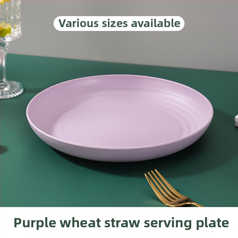 Nordic кръгли чинии от пшенична слама - комплект за дома, модерен стил и едноцветен дизайн; кръгли чинии с възможност за печат на лого и персонализация; неподходящи за микровълнова фурна.