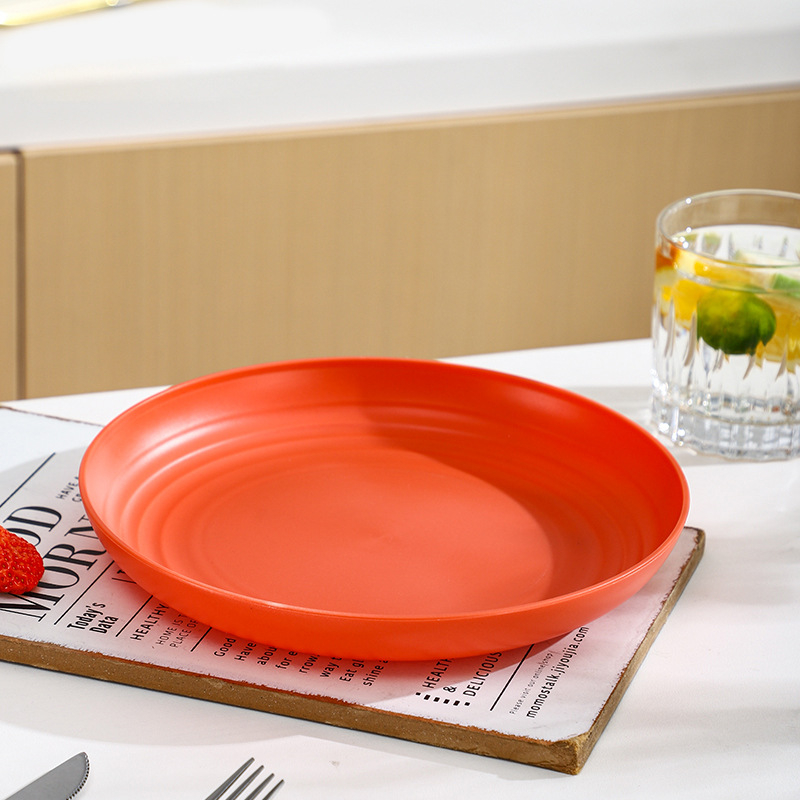 Nordic кръгли чинии от пшенична слама - комплект за дома, модерен стил и едноцветен дизайн; кръгли чинии с възможност за печат на лого и персонализация; неподходящи за микровълнова фурна.