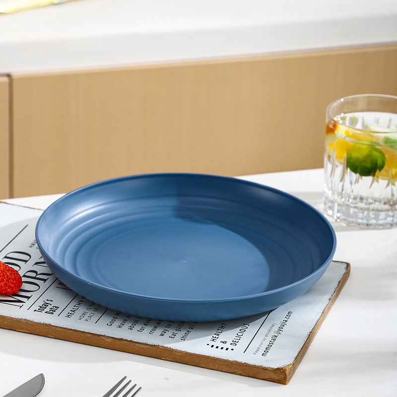 Nordic кръгли чинии от пшенична слама - комплект за дома, модерен стил и едноцветен дизайн; кръгли чинии с възможност за печат на лого и персонализация; неподходящи за микровълнова фурна.