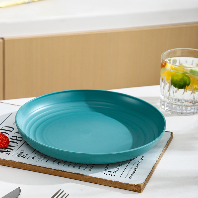 Nordic кръгли чинии от пшенична слама - комплект за дома, модерен стил и едноцветен дизайн; кръгли чинии с възможност за печат на лого и персонализация; неподходящи за микровълнова фурна.