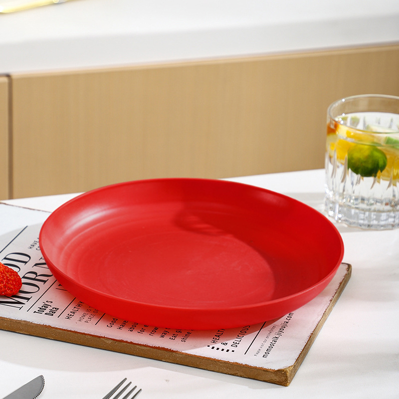 Nordic кръгли чинии от пшенична слама - комплект за дома, модерен стил и едноцветен дизайн; кръгли чинии с възможност за печат на лого и персонализация; неподходящи за микровълнова фурна.