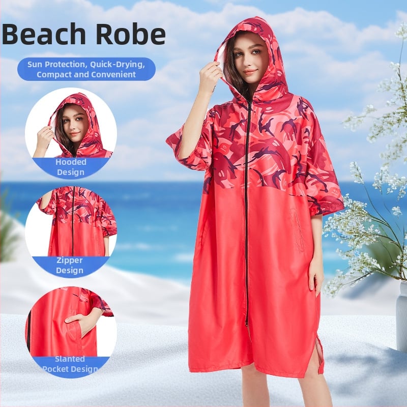 Mikropluošto kapučio pončo chalatas baseinui, greitai džiūsta, 150D siūlai, svoris 500 g ar daugiau, pritaikymas galimas