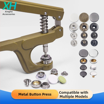 Комплект инструменти за монтиране на метална катарама с ръчни прес-клещи за облекло; Материал: метал; Структура: прес-клещи за метална катарама; Приложение: палта, дънки, шапки, чанти; Марка: Xinghe