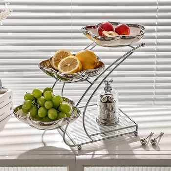 Porcelánový tanier na ovocie, viacvrstvový dizajn pre konferenčný stolík v obývacej izbe, tanier na občerstvenie, ľahký luxusný štýl, uvedené v 2022.10