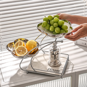 Porcelánový tanier na ovocie, viacvrstvový dizajn pre konferenčný stolík v obývacej izbe, tanier na občerstvenie, ľahký luxusný štýl, uvedené v 2022.10