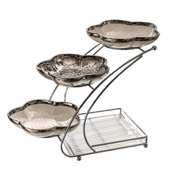 Porcelánový tanier na ovocie, viacvrstvový dizajn pre konferenčný stolík v obývacej izbe, tanier na občerstvenie, ľahký luxusný štýl, uvedené v 2022.10