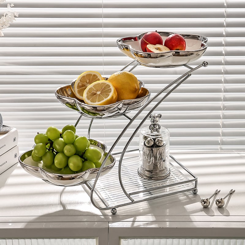 Porcelánový tanier na ovocie, viacvrstvový dizajn pre konferenčný stolík v obývacej izbe, tanier na občerstvenie, ľahký luxusný štýl, uvedené v 2022.10