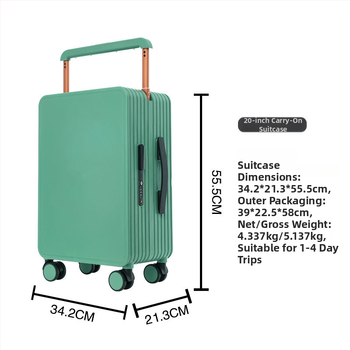 Pārvadājamā bagāža ar centrāli uzstādītu plašu vilkšanas stieni, ABS+PC materiāls, TSA kombinētā slēdzene, universālie riteņi, svars 5,1 kg