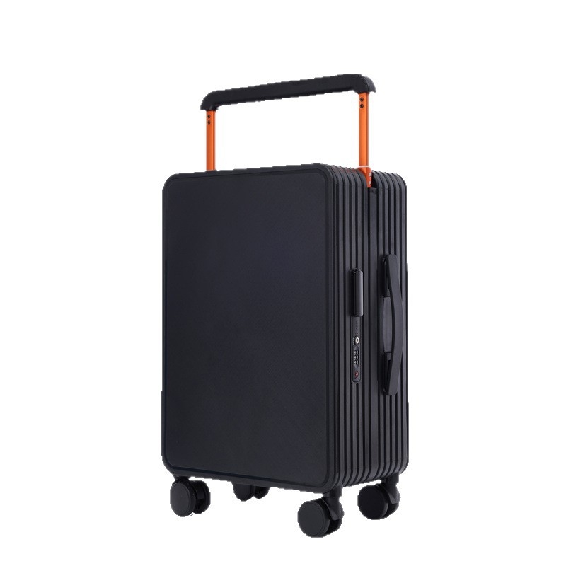 Pārvadājamā bagāža ar centrāli uzstādītu plašu vilkšanas stieni, ABS+PC materiāls, TSA kombinētā slēdzene, universālie riteņi, svars 5,1 kg