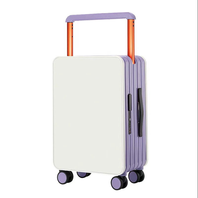 Pārvadājamā bagāža ar centrāli uzstādītu plašu vilkšanas stieni, ABS+PC materiāls, TSA kombinētā slēdzene, universālie riteņi, svars 5,1 kg