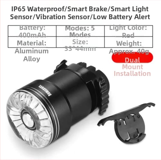 Lumaiwei SR1 velosipēda aizmugurējā luktura ar Type-C uzlādi un gudru bremžu sensoru kalnu velosipēdam