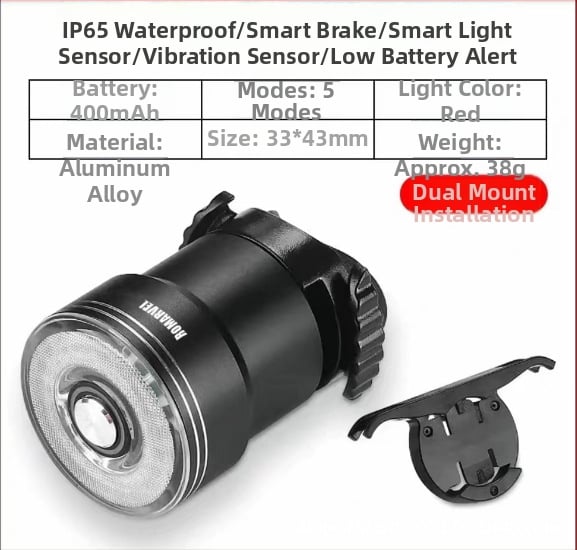 Lumaiwei SR1 velosipēda aizmugurējā luktura ar Type-C uzlādi un gudru bremžu sensoru kalnu velosipēdam