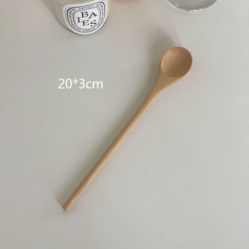 Drveni set žlica s dugim držačem za djecu – jednostavan stil