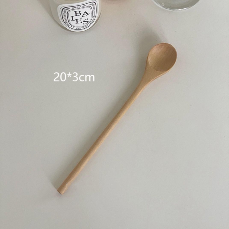 Drveni set žlica s dugim držačem za djecu – jednostavan stil