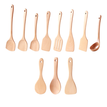 Fa spatula készlet konyhához, Love Kitchen – fa, tapadásmentes, csúszásmentes, hőálló