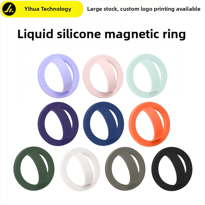 Magnetiline sõrme-rõngas telefoni tagaküljel koos hoidikuga, vedel silikoon, universaalne kukkumise ja libisemise kaitse, 20 g, rõnga paksus 5 mm, kohandamine saadaval