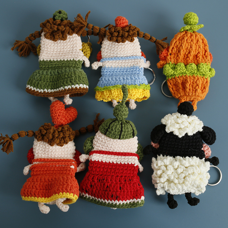 Kézzel kötött gyapjú kulcstartó táska, anime minta, lélegző, bélés nélküli, tavasz 2025
