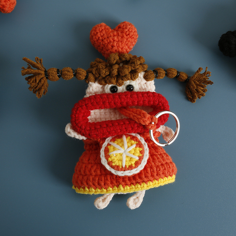 Kézzel kötött gyapjú kulcstartó táska, anime minta, lélegző, bélés nélküli, tavasz 2025