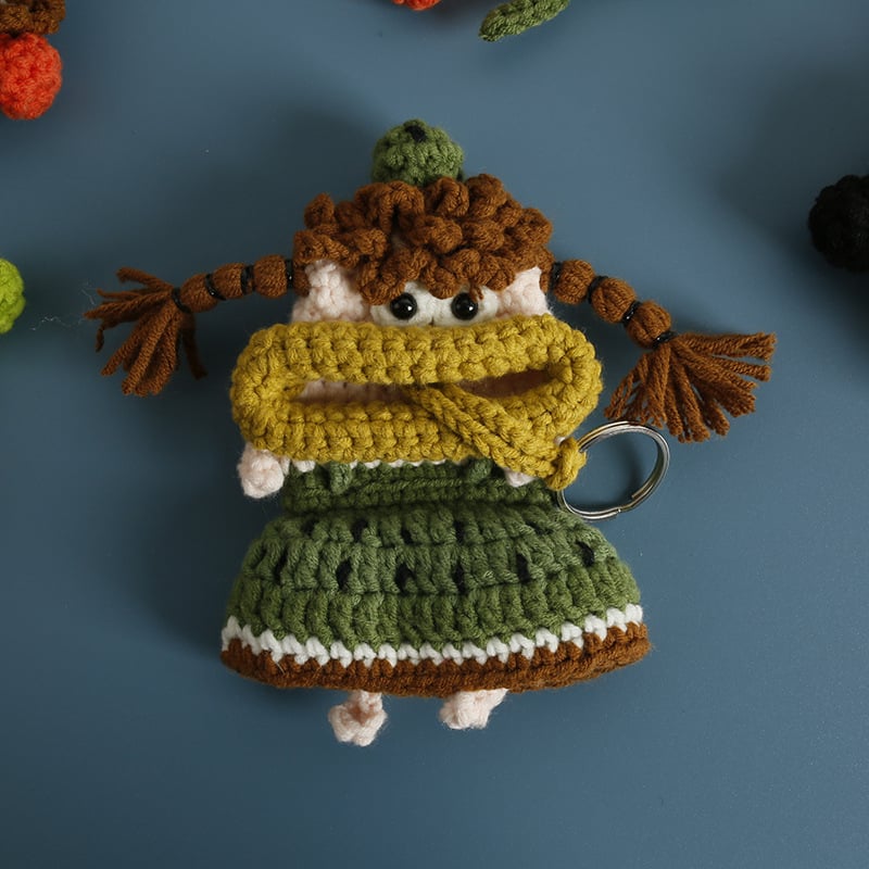 Kézzel kötött gyapjú kulcstartó táska, anime minta, lélegző, bélés nélküli, tavasz 2025