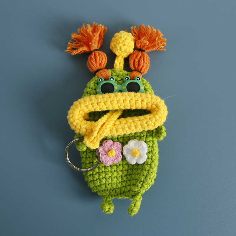 Kézzel kötött gyapjú kulcstartó táska, anime minta, lélegző, bélés nélküli, tavasz 2025