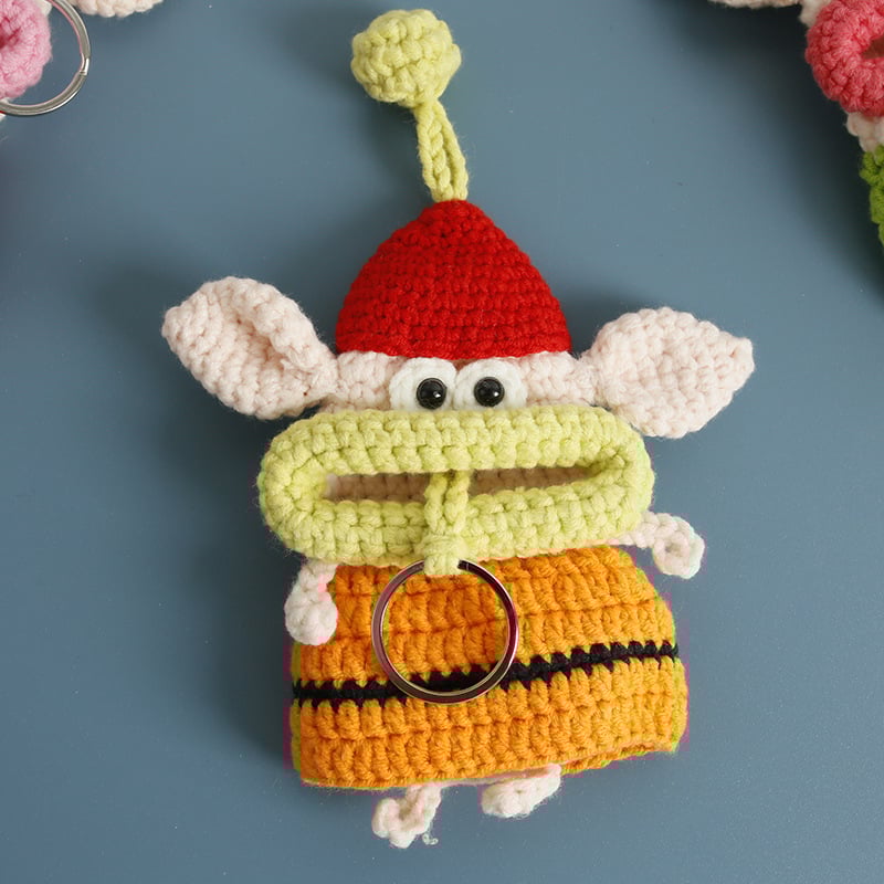 Kézzel kötött gyapjú kulcstartó táska, anime minta, lélegző, bélés nélküli, tavasz 2025