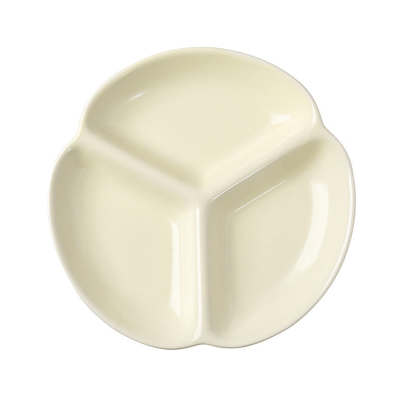 Nordic porcelán osztott tányér egy személyre, három rekesz, négyzet alakú, mikrohullámú sütőben használható